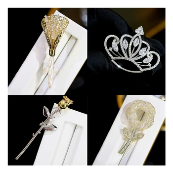 New golden rose / crown / flower brooch collar pin men and women shirt clip shirt collar pin clothes decoration boyfriend gift
New golden rose / crown / flower brooch collar pin men and women shirt clip shirt collar pin clothes decoration boyfriend gift