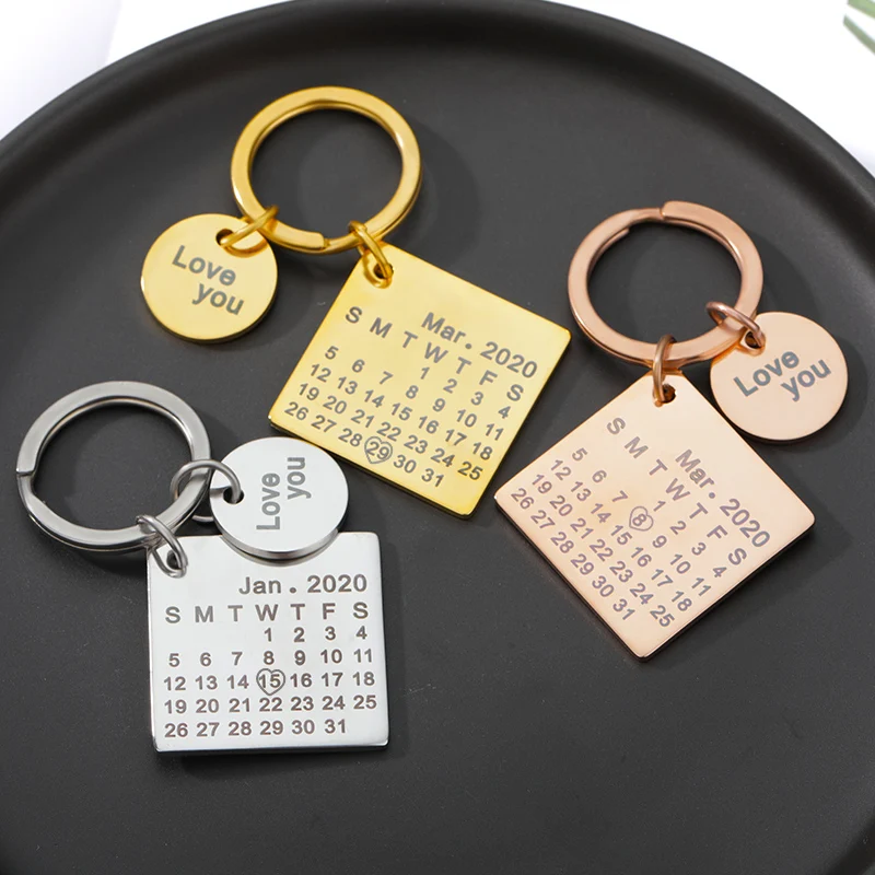 Custom Calendar KeyChain Stainless Steel Personalized Name Key Chain Gold Silver Color llavero Date Birthday Anniversary Keyring
Custom Calendar KeyChain Stainless Steel Personalized Name Key Chain Gold Silver Color llavero Date Birthday Anniversary Keyring