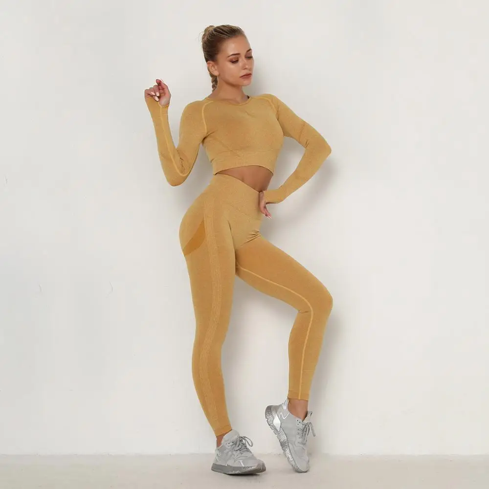 New Style Pleated Seamless High Waist Slim Hip-Lifting Sports Fitness Running Long-Sleeved Trousers Vest Bra Yoga Wear Women
New Style Pleated Seamless High Waist Slim Hip-Lifting Sports Fitness Running Long-Sleeved Trousers Vest Bra Yoga Wear Women