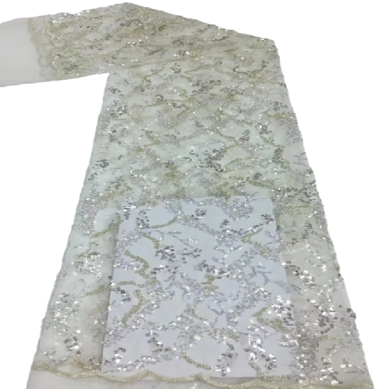 

Африканская кружевная ткань высокого качества, французская Тюлевая Кружевная Ткань 5 ярдов, женское свадебное платье, нигерийская кружевная ткань с камнями