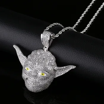 Hip Hop Micro Paved AAA+ Cubic Zirconia Bling Ice Out Film Star Wars Master Yoda Pendants Necklace for Men Rapper Jewelry Gifts
Hip Hop Micro Paved AAA+ Cubic Zirconia Bling Ice Out Film Star Wars Master Yoda Pendants Necklace for Men Rapper Jewelry Gifts