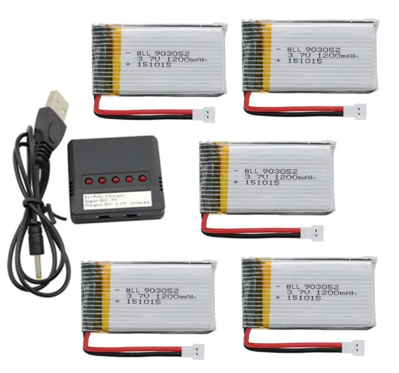 5 шт. * 3 7 в 1200 мАч Li-po батарея + USB зарядное устройство для Syma X5sw X5sc X5s X5sc-1/H5p Rc Quadcopter