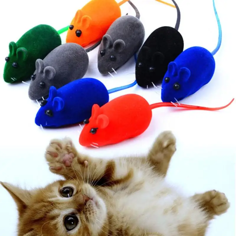 Creative Cat Toys Mini Sound Mouse Pet Kitten Toy Flocking Mouse Realistic Sound Plush Cat Rubber Interactive Toy