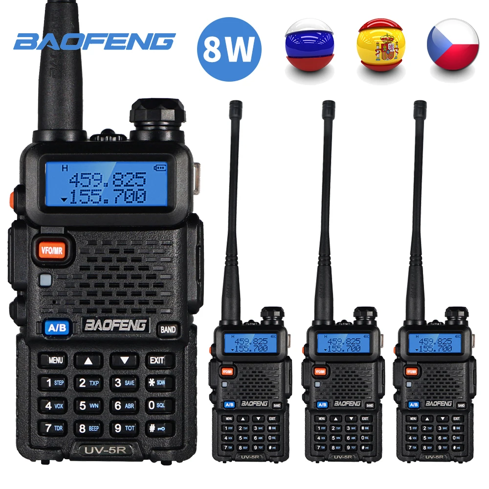4pcs 5W/8W Baofeng UV-5R Walkie Talkie 10km Dual Band VHF/UHF Ham HF Transceiver Radio UV5R Portable Two Way Radio UV 5r Walkie
4pcs 5W/8W Baofeng UV-5R Walkie Talkie 10km Dual Band VHF/UHF Ham HF Transceiver Radio UV5R Portable Two Way Radio UV 5r Walkie