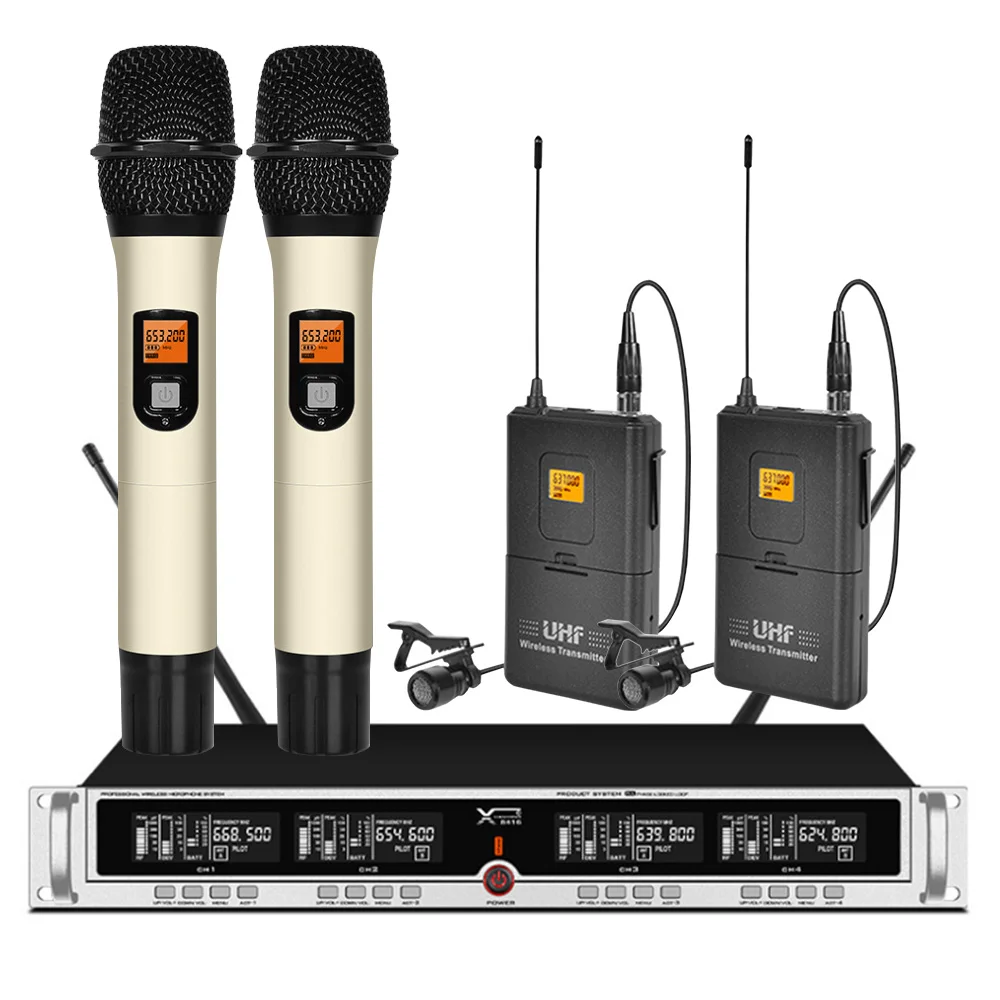 Professional UHF wireless microphone 2 lavalier microphone 2 handheld microphone for KTV microphone stage performance microphone
Professional UHF wireless microphone 2 lavalier microphone 2 handheld microphone for KTV microphone stage performance microphone