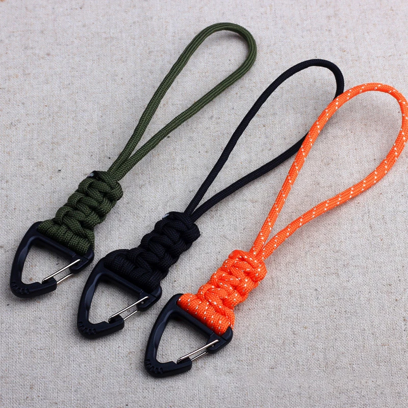 

Paracord Keychain Military Braided Nylon Lanyard Triangle Buckle High-Strength Parachute Rope Carabiner Outdoor Survival Tools