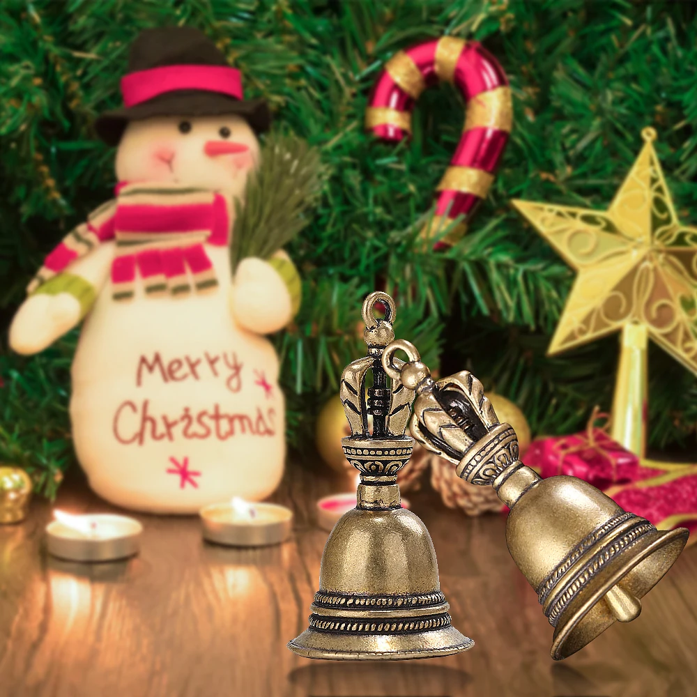 Фото Hand Bell Call Copper Bells Alarm Extra Loud Multi-Purpose Handbells Solid Brass Held Service Christmas | Дом и сад