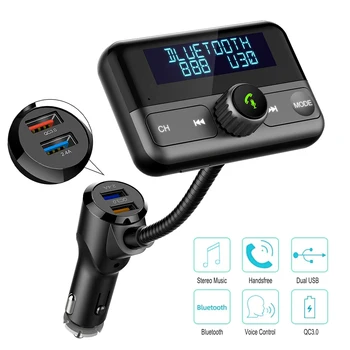 JINSERTA 1.8" Large Screen FM Transmitter Wireless Bluetooth QC3.0 Dual USB Charge Handsfree MP3 Audio Car Kit
JINSERTA 1.8" Large Screen FM Transmitter Wireless Bluetooth QC3.0 Dual USB Charge Handsfree MP3 Audio Car Kit