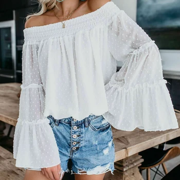 Women Autumn New Off Shoulder Long Flare Sleeve Casual and Loose Ultrathin Polka Dot Kaftan Ladies Baggy Tee Shirt Tops T-Shirts
Women Autumn New Off Shoulder Long Flare Sleeve Casual and Loose Ultrathin Polka Dot Kaftan Ladies Baggy Tee Shirt Tops T-Shirts