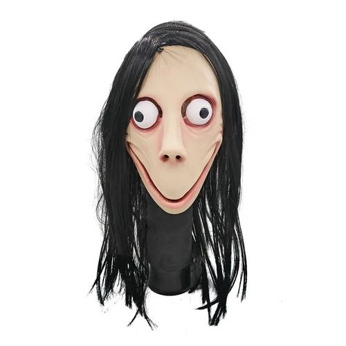 

Beige Scary Latex Halloween Mask for MOMO Halloween Mask Super Horror Cover Full Face Halloween Masquerade Mask for Event Party