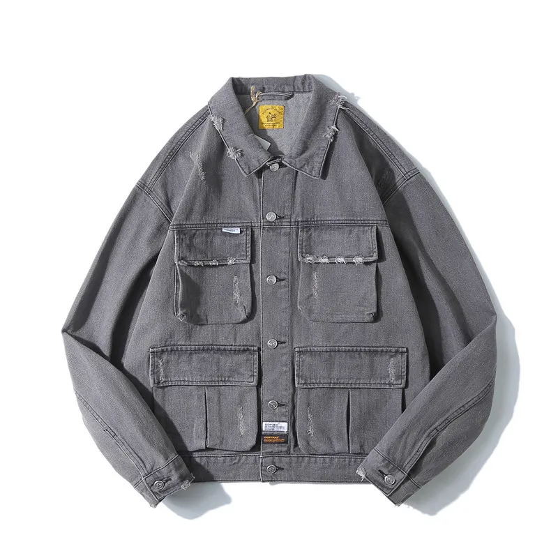 Tang Mu Cool Autumn Oversize Fold-down Collar Denim Jacket Men's Loose Shoulder Color Cowboy Clothing Youth Coat
Tang Mu Cool Autumn Oversize Fold-down Collar Denim Jacket Men's Loose Shoulder Color Cowboy Clothing Youth Coat