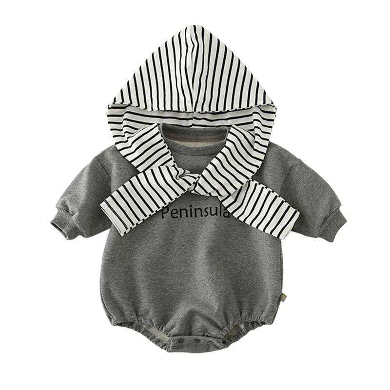 Baby Rompers Long Sleeve Newborn Boys Jumpsuits Outfits Autumn Gray Striped Hood Infant Girls Overalls Winter Warm Kids Clothing
Baby Rompers Long Sleeve Newborn Boys Jumpsuits Outfits Autumn Gray Striped Hood Infant Girls Overalls Winter Warm Kids Clothing