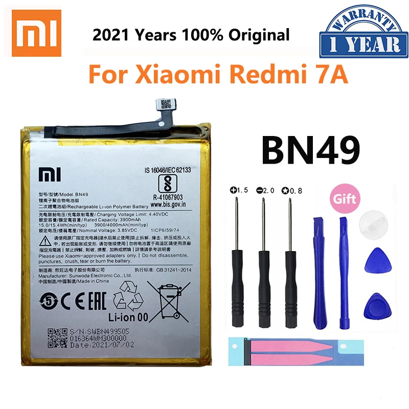 100% Оригинальный аккумулятор Xiao mi BN49 4000 мАч для Xiaomi Redmi 7A Redmi7A высококачественные