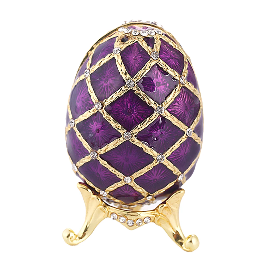 Retro Violet Enamel Egg Jewelry Box Ring Organizer Trinket Gold Plated Retro Violet Enamel Egg Jewelry Box Ring Organizer Trinket Gold Plated