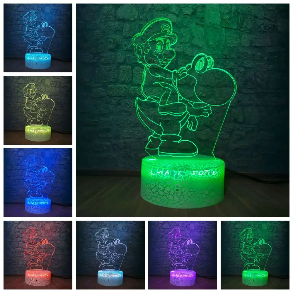 Super Mario Yoshi Figures Toys for Children 3D Illusion LED Night Light Colourful Flashing Light Table Lamp Bedroom Decoration
Super Mario Yoshi Figures Toys for Children 3D Illusion LED Night Light Colourful Flashing Light Table Lamp Bedroom Decoration