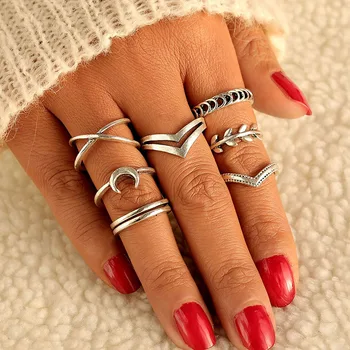 Bohemia Silver Color Moon Leaf Joint Ring Set for Women Vintage Charm Punk Geometric Joint Finger Rings Jewelry Accessories
Bohemia Silver Color Moon Leaf Joint Ring Set for Women Vintage Charm Punk Geometric Joint Finger Rings Jewelry Accessories