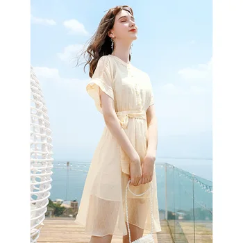 2020 summer new boutique women's vertical collar Plaid stitching A-line lady chic Chiffon Dress 63220 
2020 summer new boutique women's vertical collar Plaid stitching A-line lady chic Chiffon Dress 63220