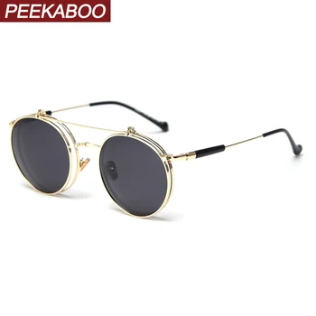 Peekaboo flip up sunglasses round man retro punk uv400 prescription polarized sun glasses for women metal frame black gold
Peekaboo flip up sunglasses round man retro punk uv400 prescription polarized sun glasses for women metal frame black gold
