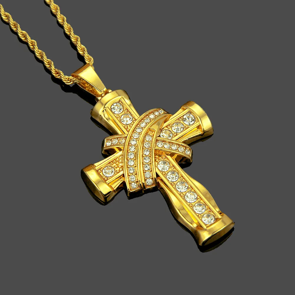 Heavy Cross Necklace Stainless Steel Christs Pendant Gold Byzantine Chain Men Ms Necklaces Jewelry Gifts Heavy Cross Necklace Stainless Steel Christs Pendant Gold Byzantine Chain Men Ms Necklaces Jewelry Gifts