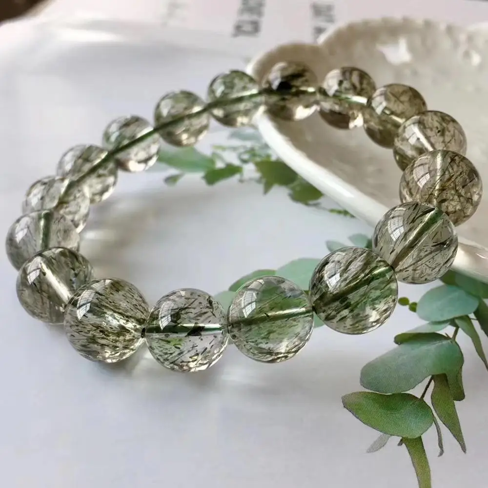 Natural Green Rutilated Tourmaline Quartz Crystal Clear Round Beads Bracelet 12mm Women Men Fashion Best Clear Stone AAAAA
Natural Green Rutilated Tourmaline Quartz Crystal Clear Round Beads Bracelet 12mm Women Men Fashion Best Clear Stone AAAAA