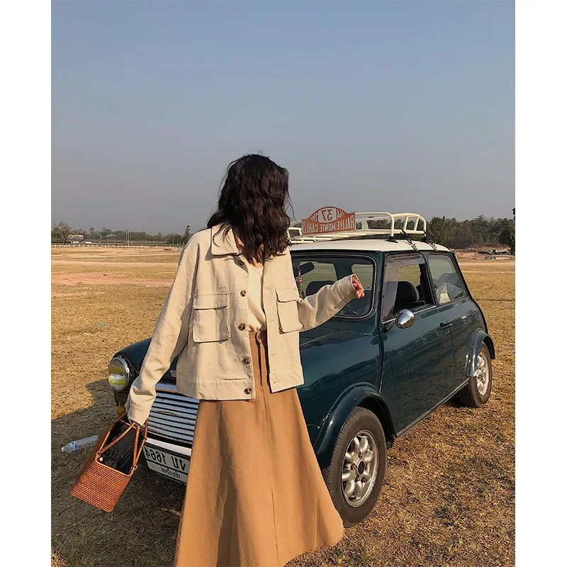 Early Spring Small Suit Flax Retro Loose-Fit Cropped Jacket Women's Small Fold-down Collar CHIC Korean-style Thin Suit
Early Spring Small Suit Flax Retro Loose-Fit Cropped Jacket Women's Small Fold-down Collar CHIC Korean-style Thin Suit