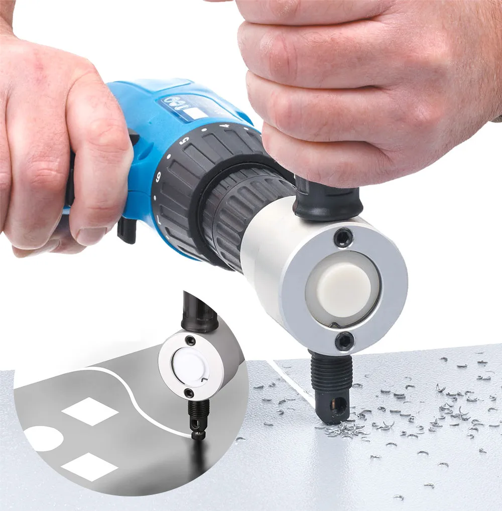 Double Head Metal Sheet Nibbler Cutter Practical Cutting Tool Power Drill Attachment 360 Degree Adjustable Plate Sheet Cutter
Double Head Metal Sheet Nibbler Cutter Practical Cutting Tool Power Drill Attachment 360 Degree Adjustable Plate Sheet Cutter