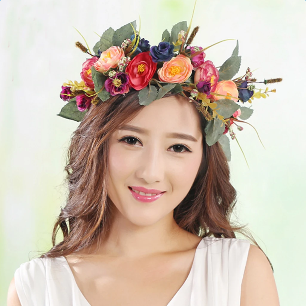 Elegant Women Girls Colorful Flower Cluster Hair Band Headwear Summer Beach photography Elegant Women Girls Colorful Flower Cluster Hair Band Headwear Summer Beach photography