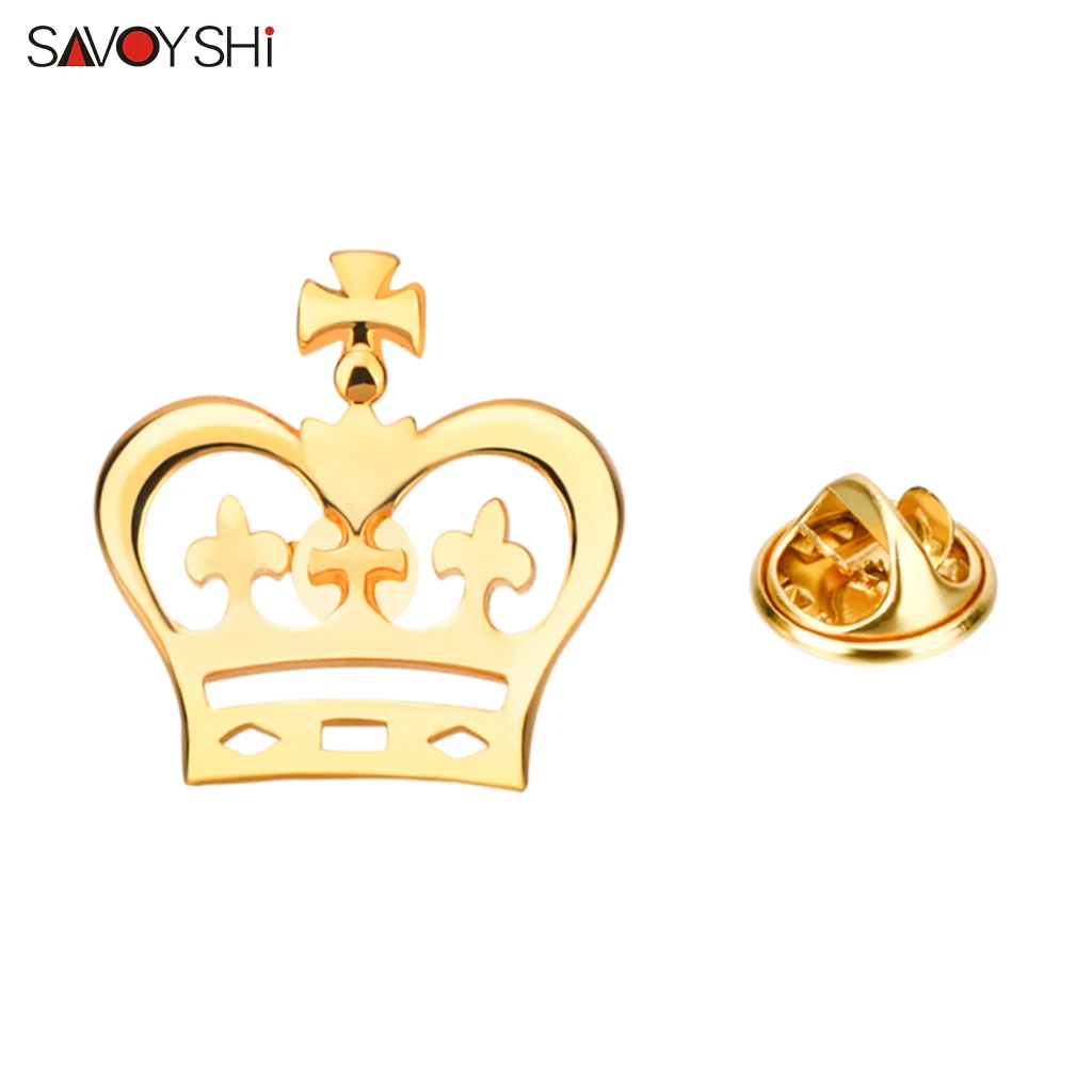 SAVOYSHI Gold color Crown Brooch Pin Badges High quality Metal Lapel Pin for Suit Coat Hats Accessories Fashion Party Gift
SAVOYSHI Gold color Crown Brooch Pin Badges High quality Metal Lapel Pin for Suit Coat Hats Accessories Fashion Party Gift