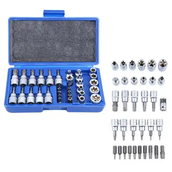34PC Torx Star Sockets E Bit Socket Set 3/8" & 5/16" Drive Security Garage Tool
34PC Torx Star Sockets E Bit Socket Set 3/8" & 5/16" Drive Security Garage Tool