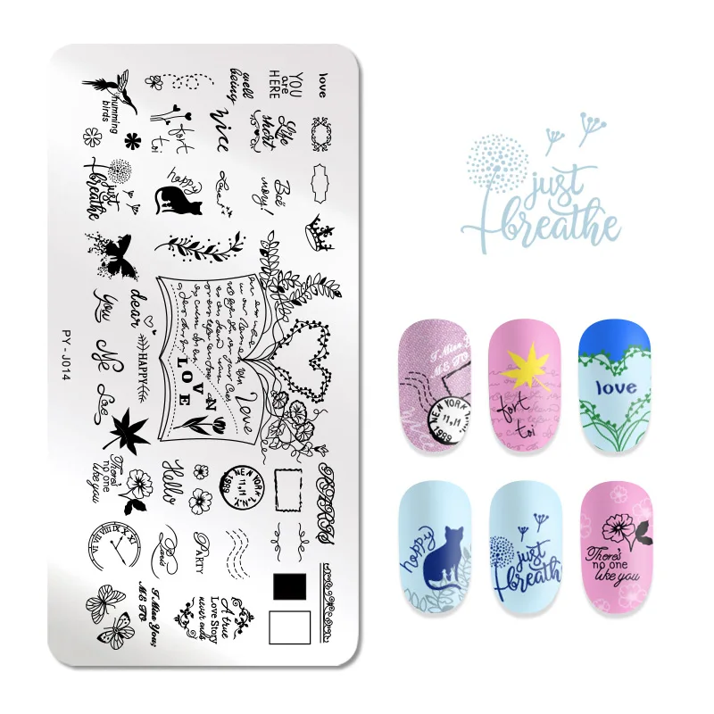 

PICT YOU Rectangle Letter Series Nail Stamping Plates Stamp Tools Stainless Steel Image Plate Nail Art DesignTool J014