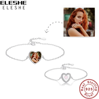 ELESHE Romantic Love Custom Photo Heart Bracelet 925 Sterling Silver Adjustable Chain Bracelet for Women Personalized Jewelry
ELESHE Romantic Love Custom Photo Heart Bracelet 925 Sterling Silver Adjustable Chain Bracelet for Women Personalized Jewelry