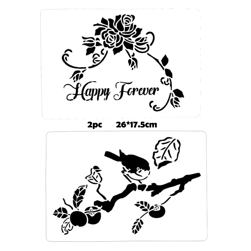 2pc Stencil Rose Flower Bird Painting Template DIY Scrapbook Coloring Album Decoration Animal Office School Supplies Reusable
2pc Stencil Rose Flower Bird Painting Template DIY Scrapbook Coloring Album Decoration Animal Office School Supplies Reusable