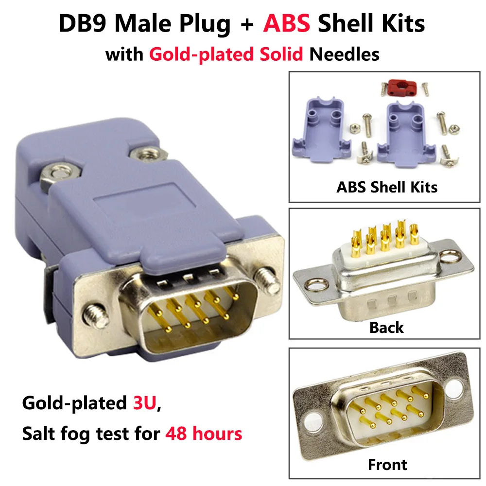 DB9 штепсельная вилка ABS Shell Kit с позолоченными иглами RS232 9-контактный