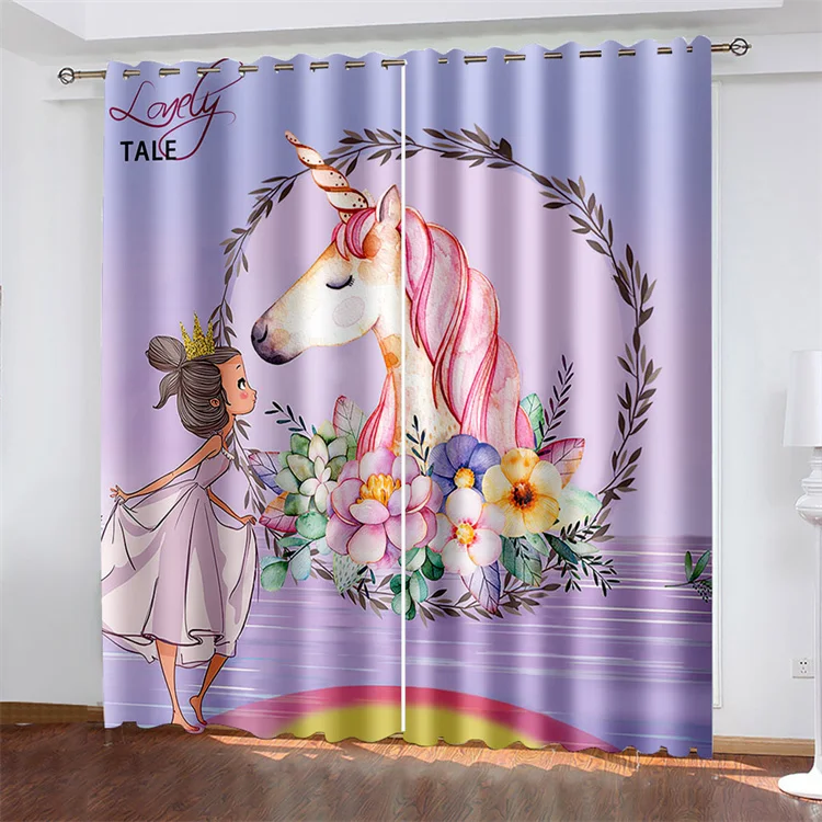 

3D Printing Unicorn High Quality Window Curtains Modern Living Room Decoration Curtain for Bedroom Home Decor Blackout Curtains