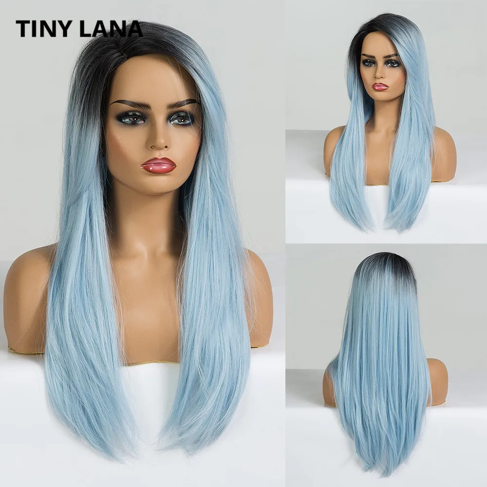 TINY LANA Long Synthetic Wigs with Bangs Straight Ombre Black Blue Side Part Wigs For Black Women Cosplay Lolita Natural Wigs
TINY LANA Long Synthetic Wigs with Bangs Straight Ombre Black Blue Side Part Wigs For Black Women Cosplay Lolita Natural Wigs