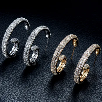 HIBRIDE Full Micro Pave Zirconia Stone Gorgeous White/Gold Color CZ Crystal Women Hoop Earrings pendientes mujer moda 2020 E-863
HIBRIDE Full Micro Pave Zirconia Stone Gorgeous White/Gold Color CZ Crystal Women Hoop Earrings pendientes mujer moda 2020 E-863