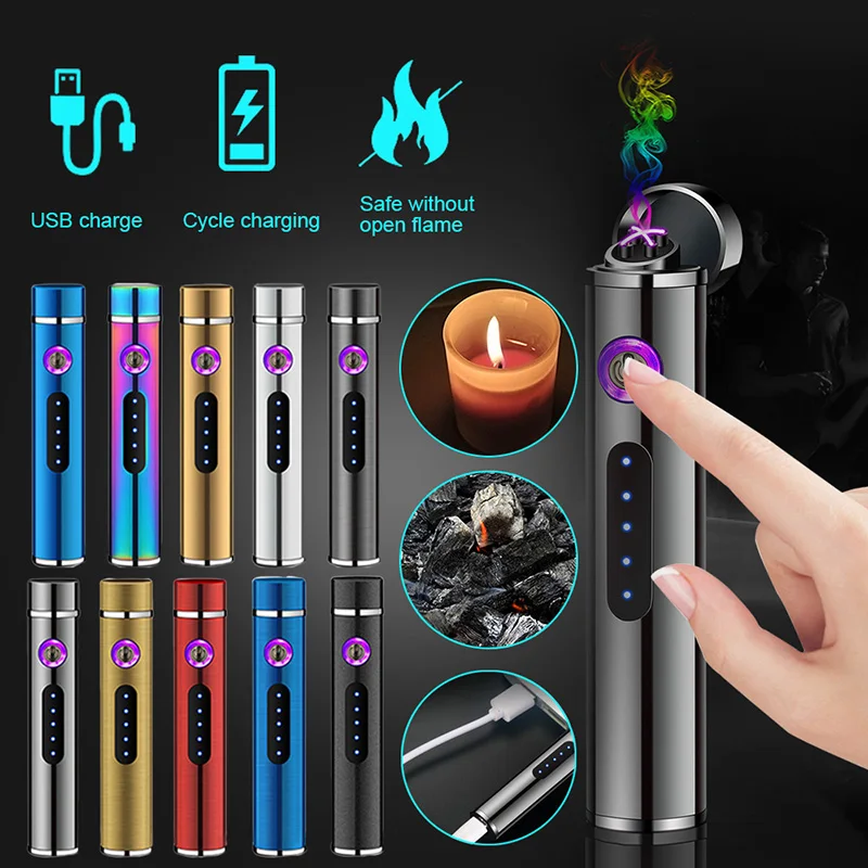 Mini Double Arc Screen Display Fingerprint Electric Lighters Windproof USB Recharge Lighter Small Metal Plasma LED Lighters
Mini Double Arc Screen Display Fingerprint Electric Lighters Windproof USB Recharge Lighter Small Metal Plasma LED Lighters