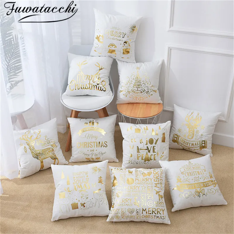 Fuwatacchi Christmas Cushion Cover Black Gold Foil Merry Christmas Pillow Cover Deer Leaf for Home Chair Sofa Decorative Pillows
Fuwatacchi Christmas Cushion Cover Black Gold Foil Merry Christmas Pillow Cover Deer Leaf for Home Chair Sofa Decorative Pillows
