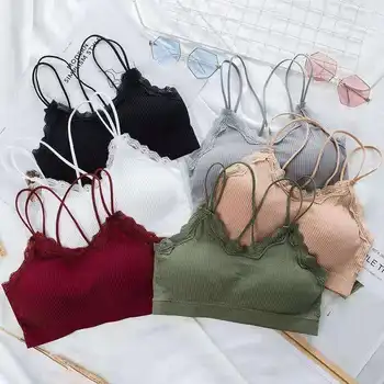 Girl'S Lace Camisole Beauty Back Wrap-around Seamless Thread Cross-back Tube Top Solid Seamless Bras 
Girl'S Lace Camisole Beauty Back Wrap-around Seamless Thread Cross-back Tube Top Solid Seamless Bras