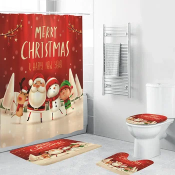 Christmas Bath Curtain Snowman Santa Elk Pattern Bathroom Floor Mat 3D Digital Printing Waterproof Toilet Lid Bathroom Supplies
Christmas Bath Curtain Snowman Santa Elk Pattern Bathroom Floor Mat 3D Digital Printing Waterproof Toilet Lid Bathroom Supplies