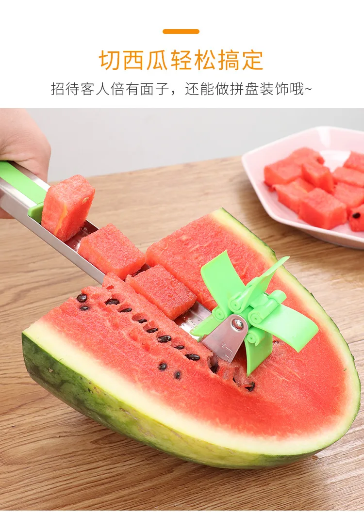 Watermelon Slicer Cutter Tongs Corer Fruit Melon Stainless Steel Tools NEW Watermelon Cut Refreshing Watermelon Cubes Kitchen