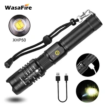 

WasaFire Super Powerful LED Flashlight XHP50 Zoomable Handlamp Waterproof USB rechargeable Ultra Bright Lantern for camping