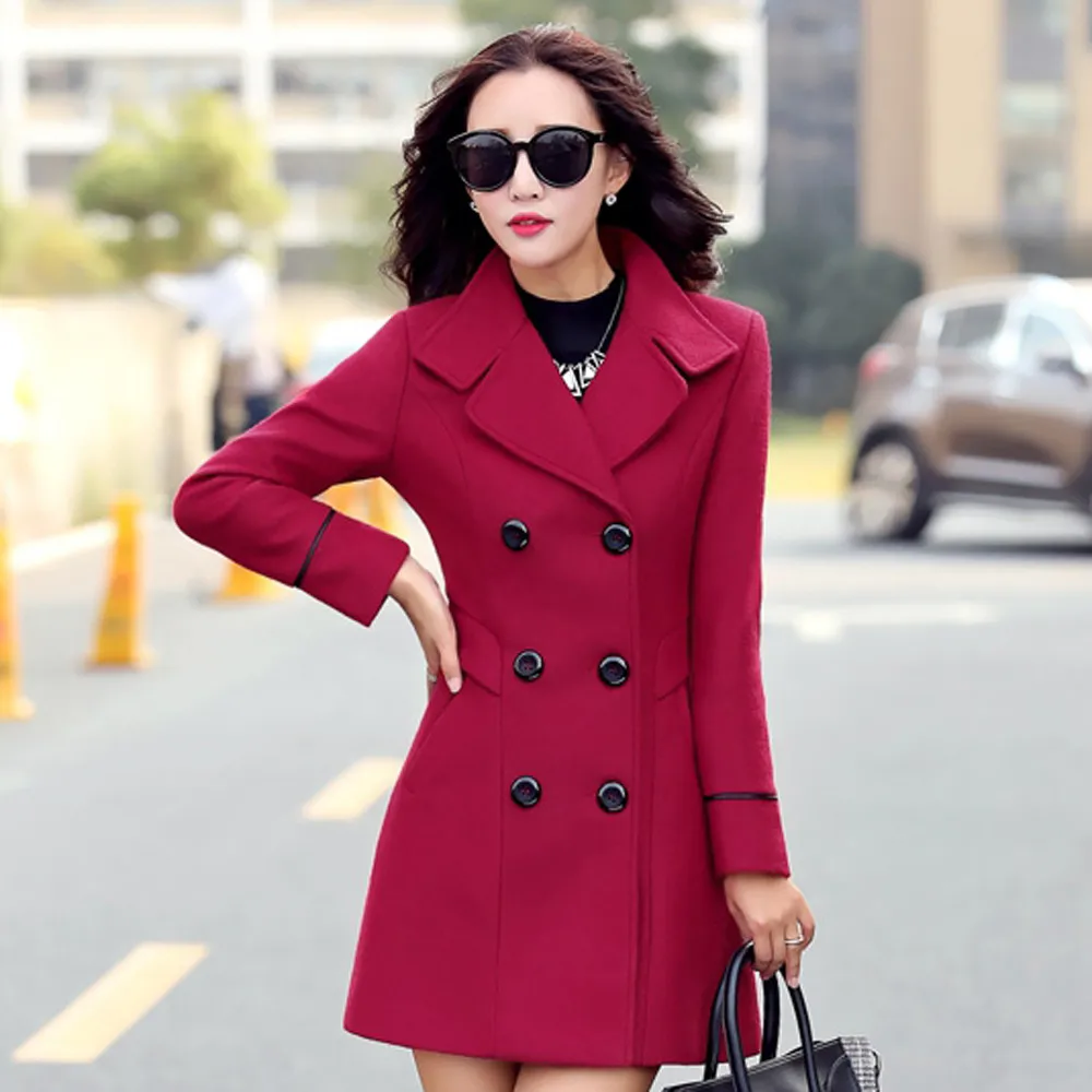 Fashion Women slim wool coat solid Double Breasted Elegant Long Sleeve winter coat for women Casual Work Office Lady coat
Fashion Women slim wool coat solid Double Breasted Elegant Long Sleeve winter coat for women Casual Work Office Lady coat