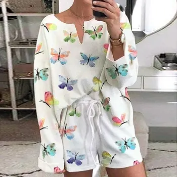 Women set Ladies Casual Loose Leisure Home Tracksuit 2 PCS Long Sleeve Pullvers + Shirts Butterfly Printed Sets 2020
Women set Ladies Casual Loose Leisure Home Tracksuit 2 PCS Long Sleeve Pullvers + Shirts Butterfly Printed Sets 2020