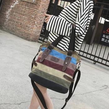 Canvas hit color one-shoulder messenger bag handbag Korean version canvas bag color stripe handbag
Canvas hit color one-shoulder messenger bag handbag Korean version canvas bag color stripe handbag