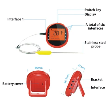 Kitchen Tool LCD Display BBQ Thermometer Stainless Steel Food Cooking Meat Outdoor Timing Digital Wireless With Probe Bluetooth
Kitchen Tool LCD Display BBQ Thermometer Stainless Steel Food Cooking Meat Outdoor Timing Digital Wireless With Probe Bluetooth