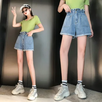 COIGARSAM 4XL Plus Size Denim New Spring Summer High Waist Women Shorts Blue 5836 
COIGARSAM 4XL Plus Size Denim New Spring Summer High Waist Women Shorts Blue 5836