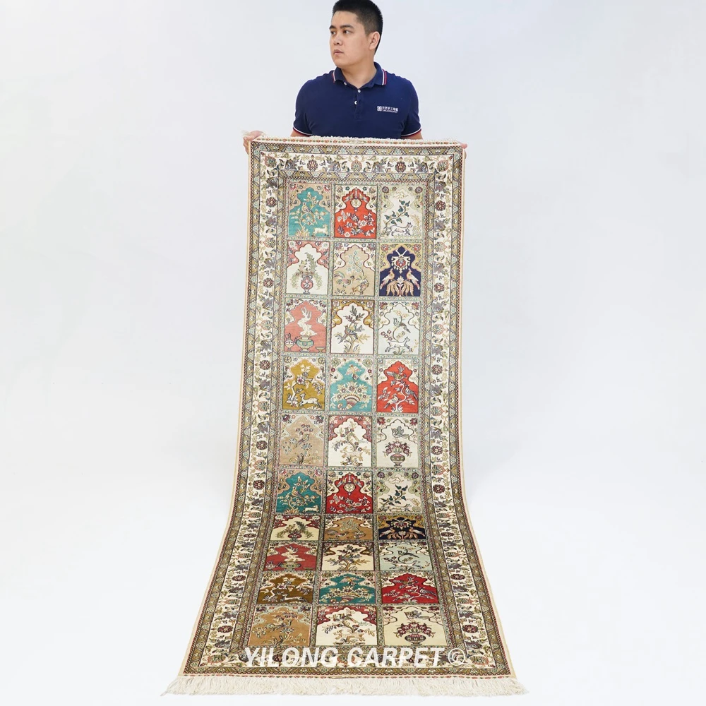 2.5'x8' Handknotted Gallery Rug Exquisite Four Seasons Design Oriental Runner (ZQG605A) 
2.5'x8' Handknotted Gallery Rug Exquisite Four Seasons Design Oriental Runner (ZQG605A)