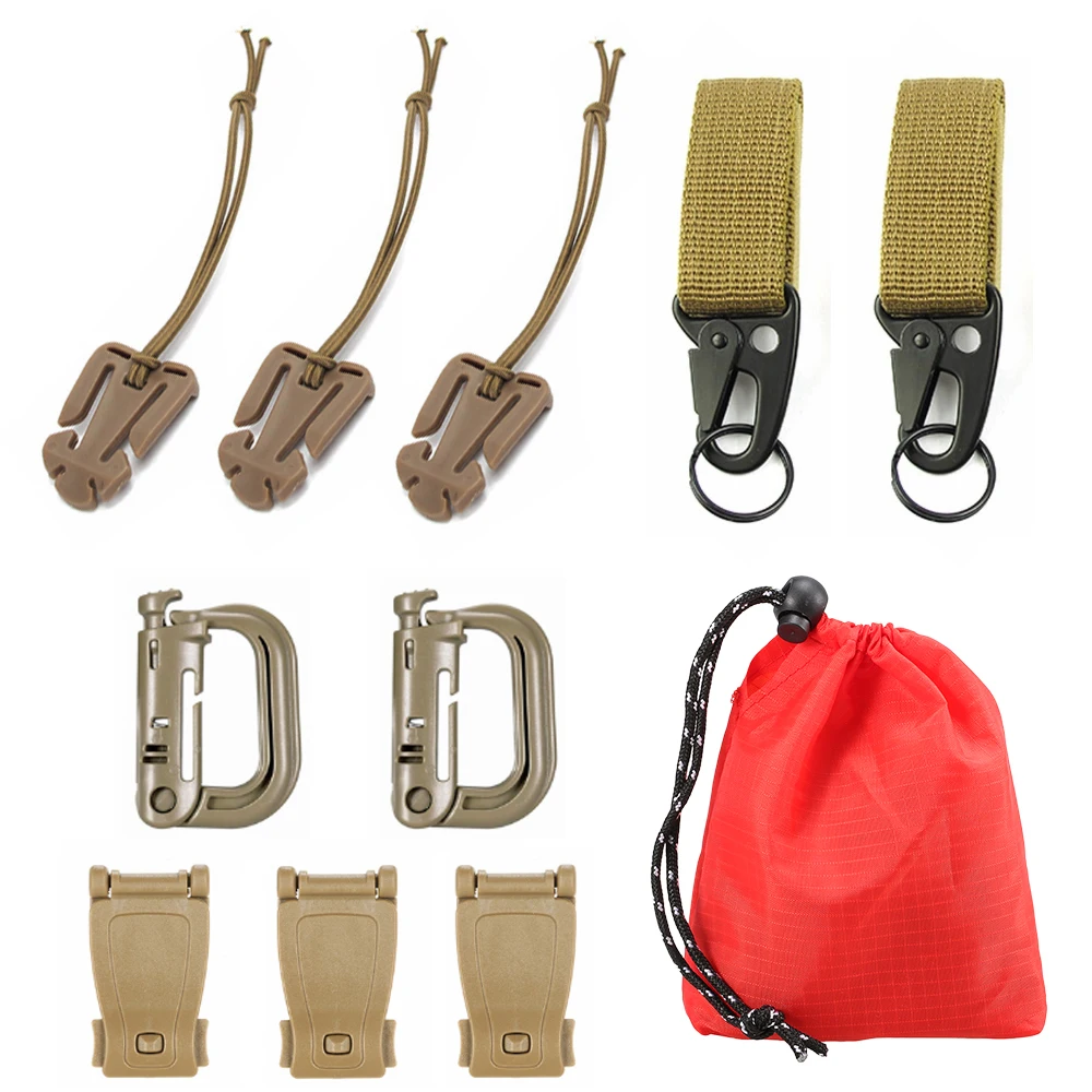 

11 Attachment Kit for Tactical Molle Bag Backpack Vest Belt D-Rings Web Dominators Buckles Straps Outdoor Tool camping