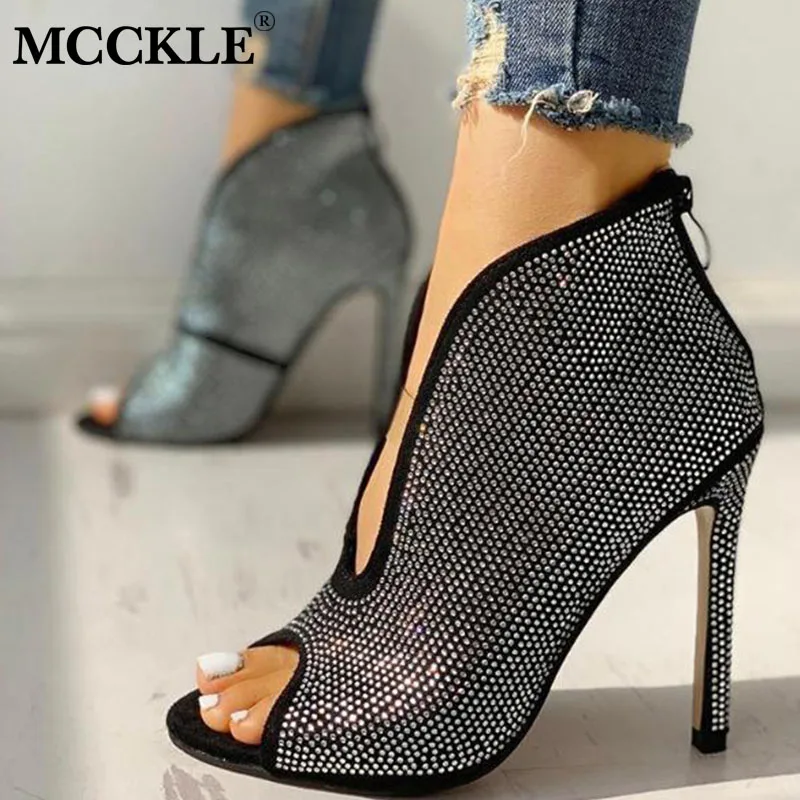 MCCKLE Autumn Women Ankle Boots Sequined Cloth Deep V Rhinestone Zip Ladies Shoes High Heels Boots Pumps Peep Toe Thin Heels
MCCKLE Autumn Women Ankle Boots Sequined Cloth Deep V Rhinestone Zip Ladies Shoes High Heels Boots Pumps Peep Toe Thin Heels